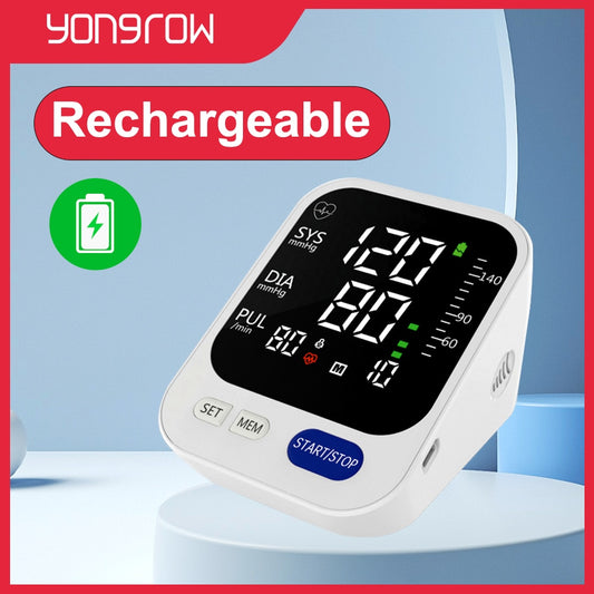 Yongrow Portable LED Upper Arm Blood Pressure Monitor Portable Rechargeable Digital Tonometer Sphygmomanometer BP monitor