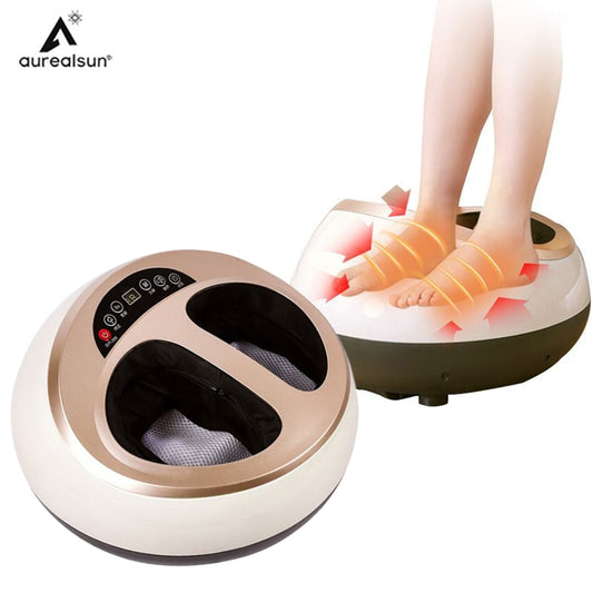 Electric Foot Massager Healthcare Deep Vibration Massage Heated Rolling Shiatsu Kneading Air Compression Heating Therapy Massaje