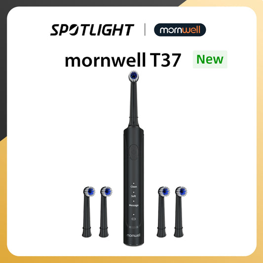 Mornwell T37 Electric Toothbrush Rotation Clean Teeth Adult Teeth Brush Electric Tooth Brush With 4 Extra Replacement Heads