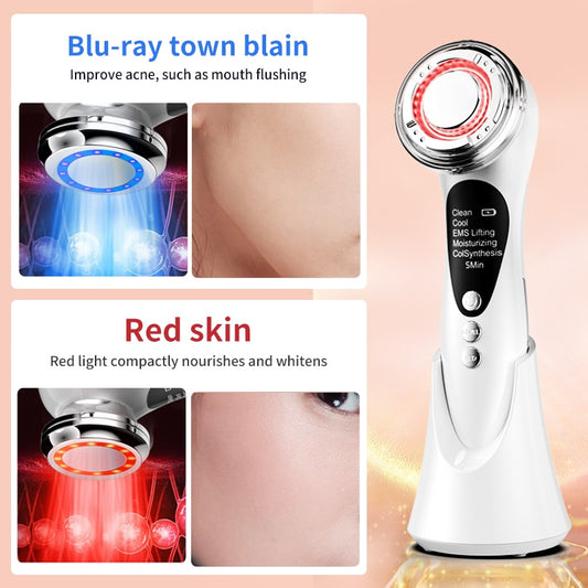 High Frequency Facial Mesotherapy RF Radio Frequency Hot Cold LED Photon Face Lifting Tighten Wrinkle Removal Face Massager