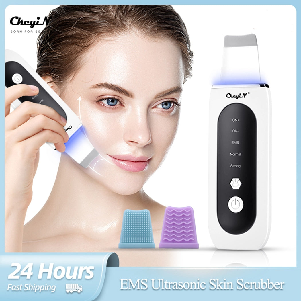 CkeyiN EMS Skin Scrubber Ionic Lifting Tightening Ultrasonic Cleaner Peeling Exfoliating Blackhead Remover Skin Cleaning Device