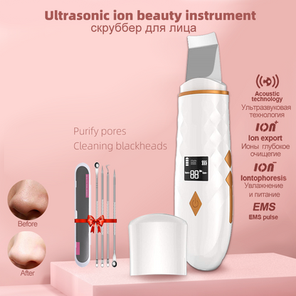 Ultrasonic  Cleaner Face Scrubber  Ems Ionic Massager For Face Peeling  Lifting Microcurrents for  Skin Care Spatula