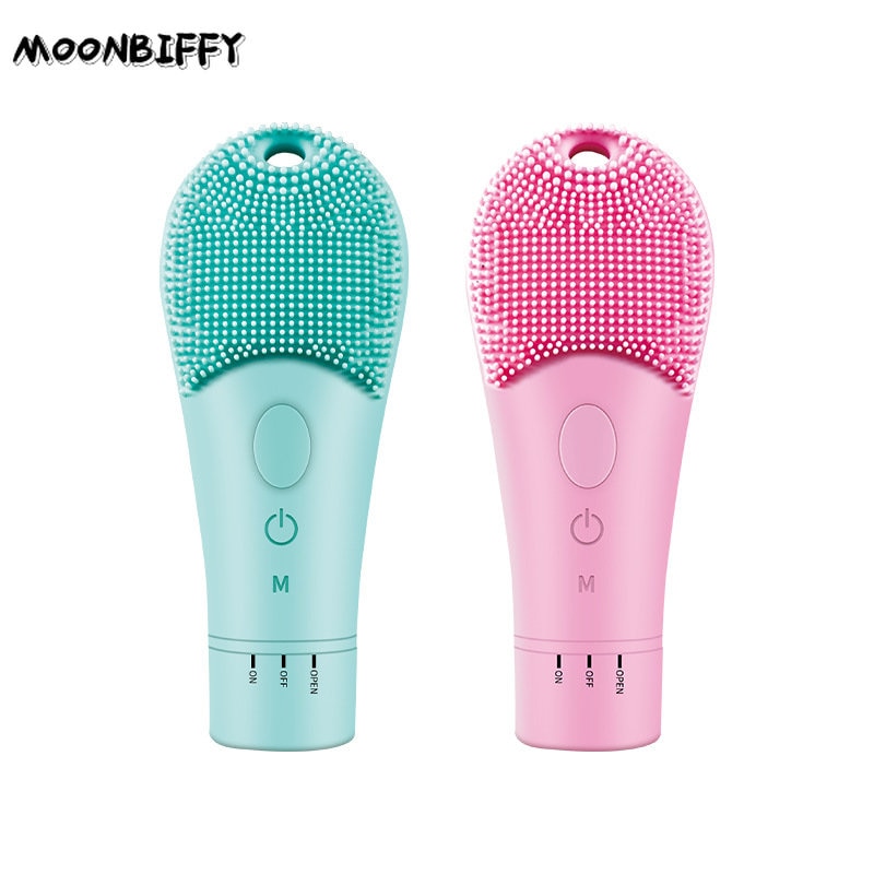 Electric Facial Cleansing Skin Care Face Brush Ultrasonic Silicone High Frequency Vibration Heating Massager Pore Face Cleaner