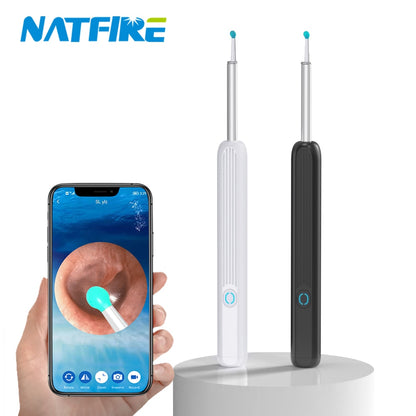 NATFIRE NE3 Ohrenreinigungsset Smart Visual Ear Sticks 1296P Werkzeug zum Entfernen von Ohrenschmalz Kabelloser Ohrenreiniger mit Kamera-LED-Licht