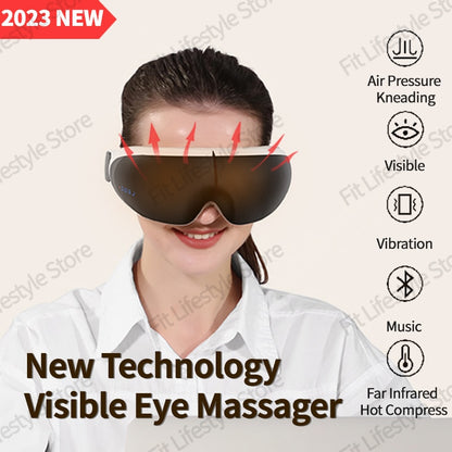 Visible Eye Massager Smart Airbag vibradores Eye Care Instrument Bluetooth Music Air Pressure Dobrável Aquecimento Massager Electric