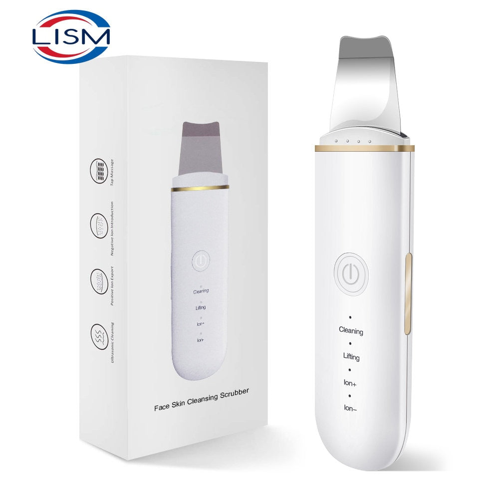 Ultrasonic Skin Scrubber Vibration Face Espátula Removedora de cravos Pá Limpeza Cavitação Peeling Facial Lifting Cuidados com a pele