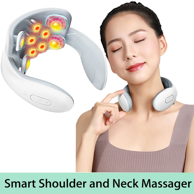 Massageador de pescoço portátil, massageador inteligente com dezenas de equipamentos de enfermagem para terapia de pulso para aliviar a dor no pescoço e nos ombros, cuidados de saúde