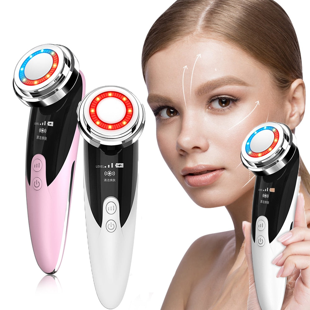 Face Massager Skin 5 In 1 Rejuvenation Massage LED Facial Lifting Beauty Vibration Wrinkle Removal Anti Aging Radio Frequency