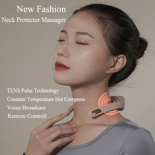 Intelligent TENS Pulse Neck Massager With Hot Compress Cordless Electric Back Cervical Spine Kneading Massage Pain Relief Relax