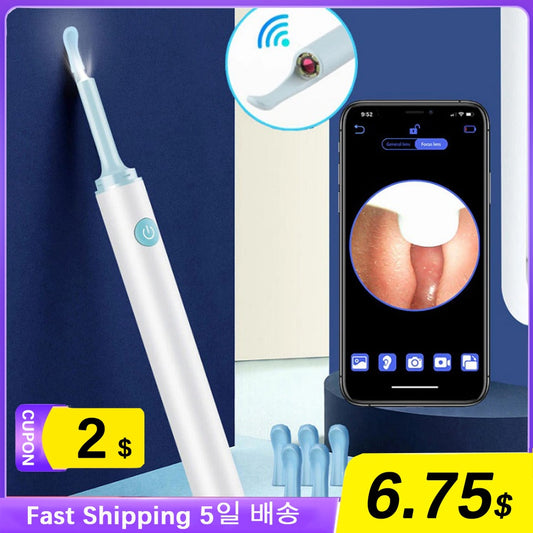 Wireless Smart Visual Ear Cleaner Otoscope WiFi Luminous Earpick Ear Wax Removal Tool With Camera Ear Endoscope Ear Wax Remover