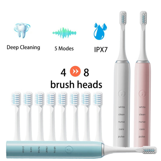 The New Ultrasonic Sonic Electric Toothbrush Rechargeable Tooth Brushes Adult Timer Brush Washable Electronic Whitening Teeth