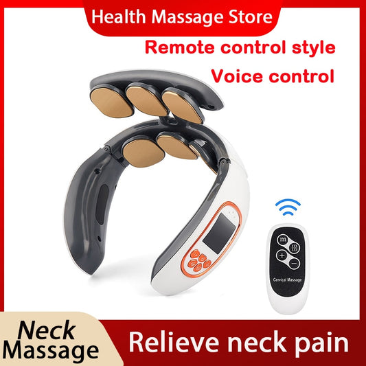 Upgraded Neck Protector Intelligent Rechargeable Voice Neck Massager Heating Micro Current Massager for Household Use