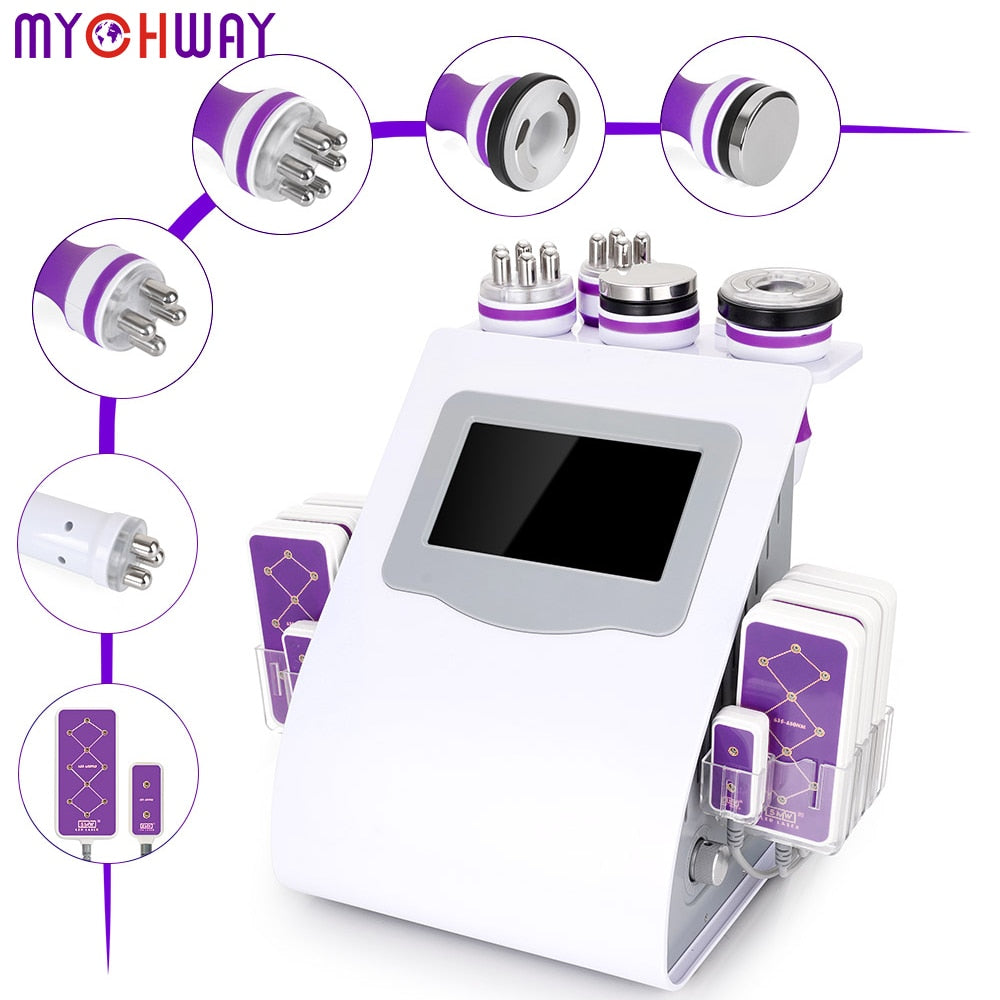 Mychway 6 In 1 Cavitation Machine 40k Multifunctional Body Facial Care Tool for Salon Spa or Home Use