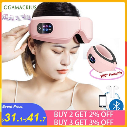 Hot Compress Eye Care Instruments Wireless Music Relieve Fatigue 16D Smart Vibration Airbag Glasses Electric Eye Massager