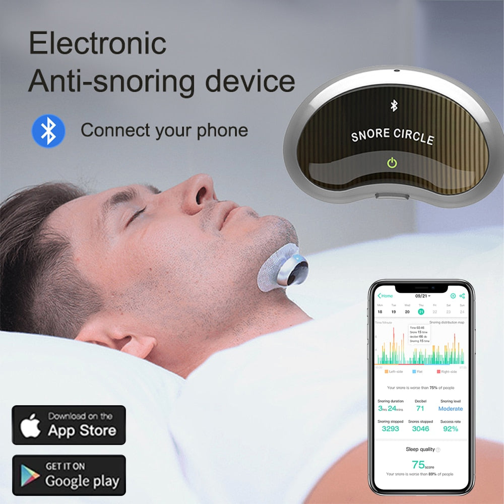 Smart Anti Snoring Device No Snoring Sleep Aid Stop Snoring Throat Snoring Stop Electric App Throat Muscle Stimulator Massager