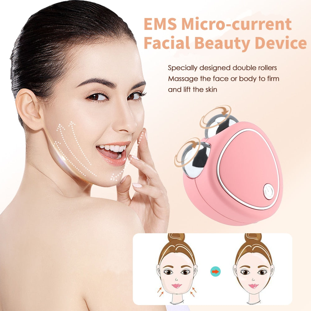 EMS Micro-current Facial Beauty Device Specially designed double roller