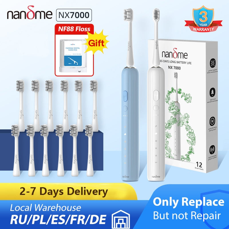 Nandme NX7000 Smart Sonic Electric Toothbrush Ultrasound IPX7 Rechargeable Tooth Brush 5 Mode Smart Time Whitener Teethbrush