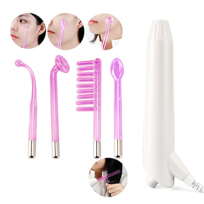 4 in 1 High Frequency Electrode Wand Neon Electrotherapy Glass Tube Acne Spot Remover Home Spa Beauty Device Facial Therapy Wand